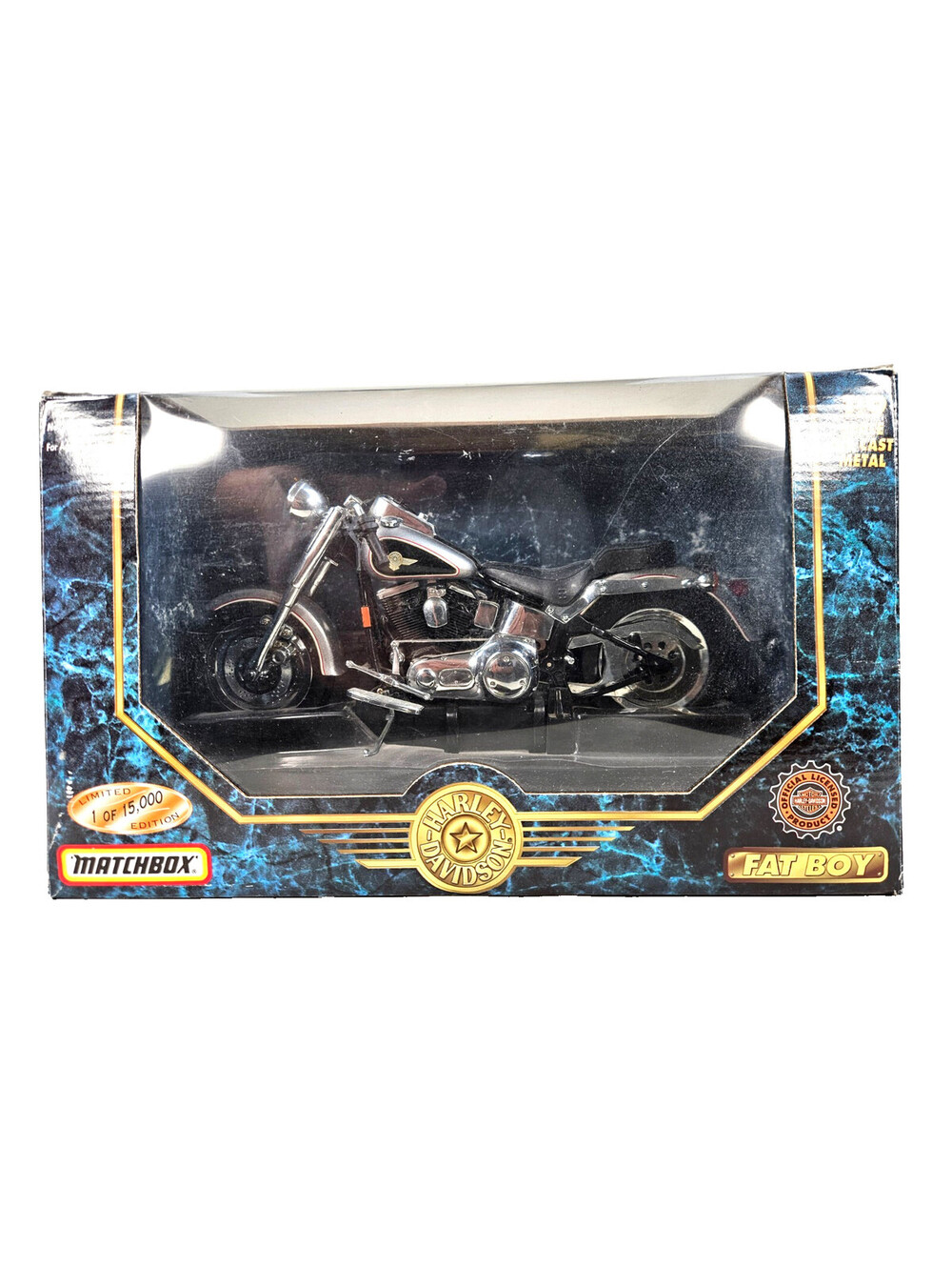 1996 Matchbox HARLEY DAVIDSON FAT BOY 1:9 Scale Die Cast Metal 57124 NEW IN BOX